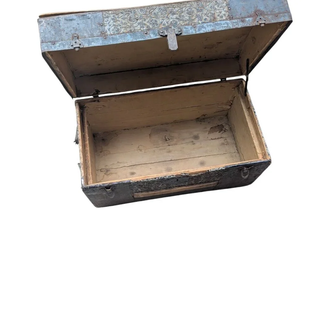 Antique Late 1800s Camelback Steamer Trunk